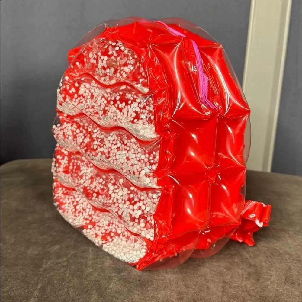 Red Inflatable Bubble BackPack Foam Ball New in Packaging One Size